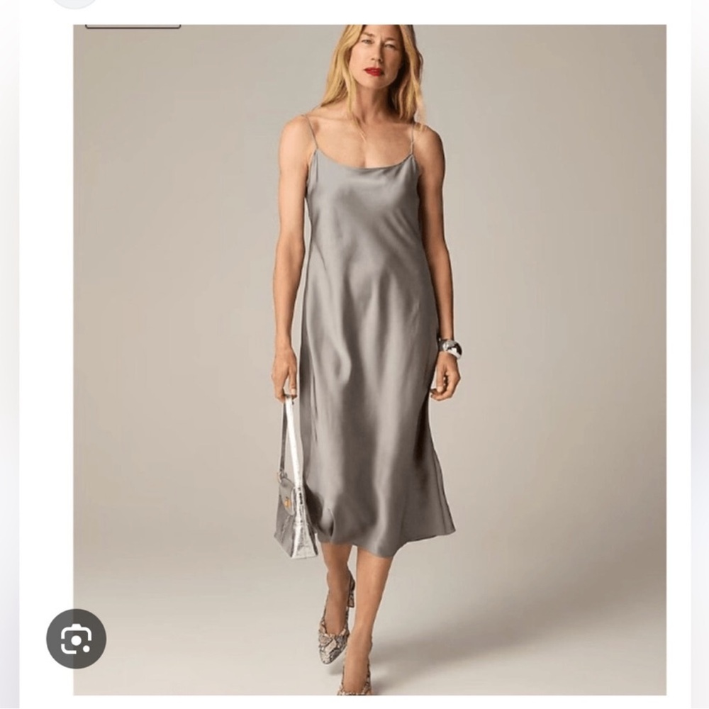 J. Crew Gray Satin Slip Dress